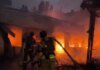 Наслідки атаки на Київ: горять МАФи на Шулявці, під ударом кіностудія імені Довженка