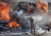 У Сумах ліквідували масштабну пожежу після російського удару по цивільній інфраструктурі