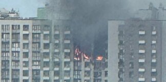 Через приліт ворожого дрона пожежа в 16-поверхівці на столичному Подолі: троє постраждалих